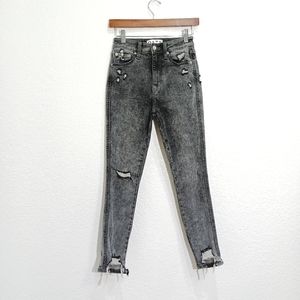 Daze Denim High Waist Acid Wash Black Distressed Jeans From Dolls Kill